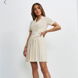Karen Millen Cream Wrap Pleated Dress - like new!